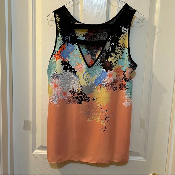 Zac & Rachel Floral Sleeveless Flare Top Large - Picture 2 of 7